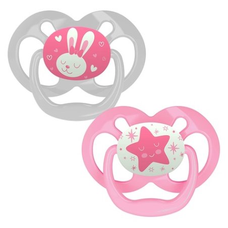Dr Brown's Advantage Pacifier, Glow In The Dark Rose 6-12 Months