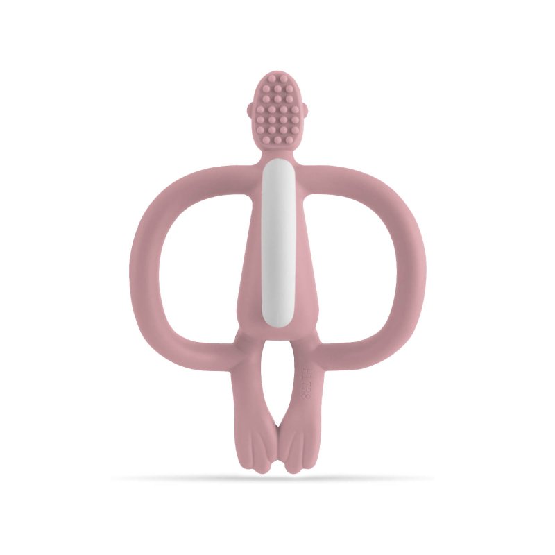 Matchstick Monkey Original Teether & Gel Applicator Silicone BPA Free 3 Months Old 10.5cm Dusty Pink Monkey