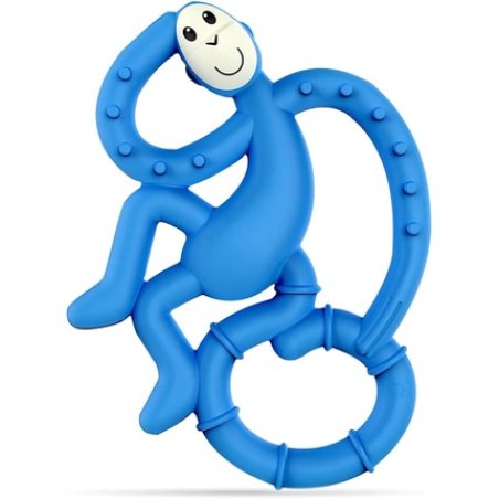 Matchstick Monkey Antimicrobial Silicone Teether Easy To Grip BPA Free 10cm Blue
