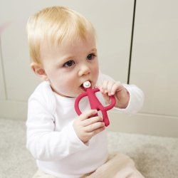 Matchstick Monkey Original Teether & Gel Applicator Silicone BPA Free 3 Months Old 10.5cm Rubine Red Monkey