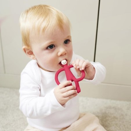 Matchstick Monkey Original Teether & Gel Applicator Silicone BPA Free 3 Months Old 10.5cm Rubine Red Monkey