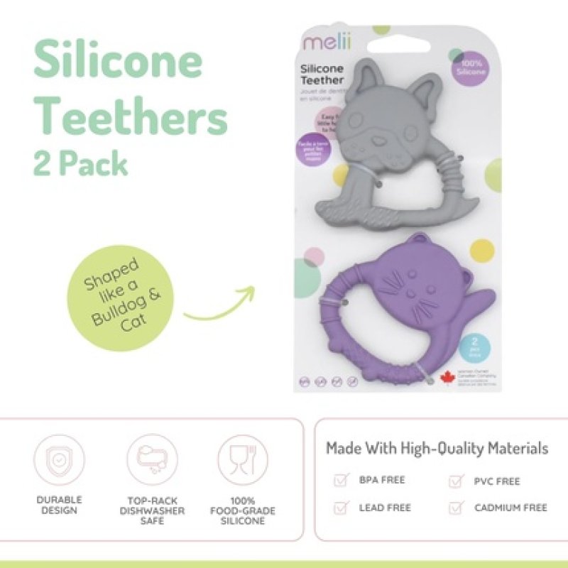 Melii Baby Teethers 100% Food Grade Silicone with Multiple Soft Textures
