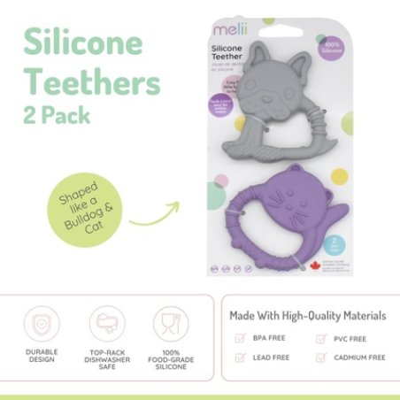 Melii Baby Teethers 100% Food Grade Silicone with Multiple Soft Textures