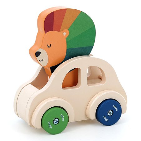 Vilac Lion Car with Squeaker Andy Westface Toy for Toddlers