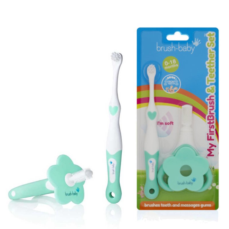 Brush-Baby BRB097 brosse à dents Ensemble de brosses à dents Vert, Blanc Bébé