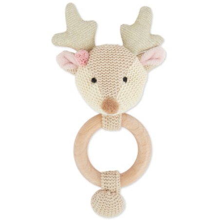 Bieco Baby Deer Ella Fabric Grasping Toy Rattle Wood 17x10x3cm 30g