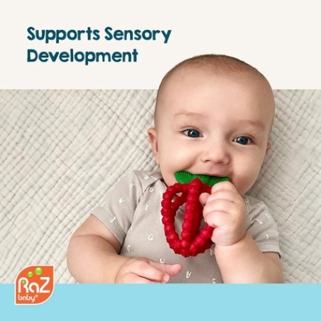 Razbaby Bites Silicone Baby Teething Toy Sensory Toy with Textured Berrybumps