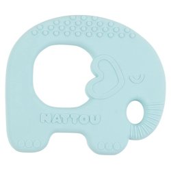 Nattou Silicone Teething Ring Elephant Grasping and Teething Toy BPA-Free Approx. 9