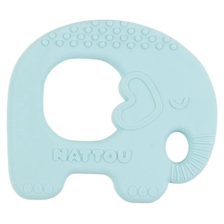 Nattou Silicone Teething Ring Elephant Grasping and Teething Toy BPA-Free Approx. 9
