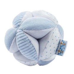 Nattou Soft Plush Activity Ball with 4 Features in Light Blue