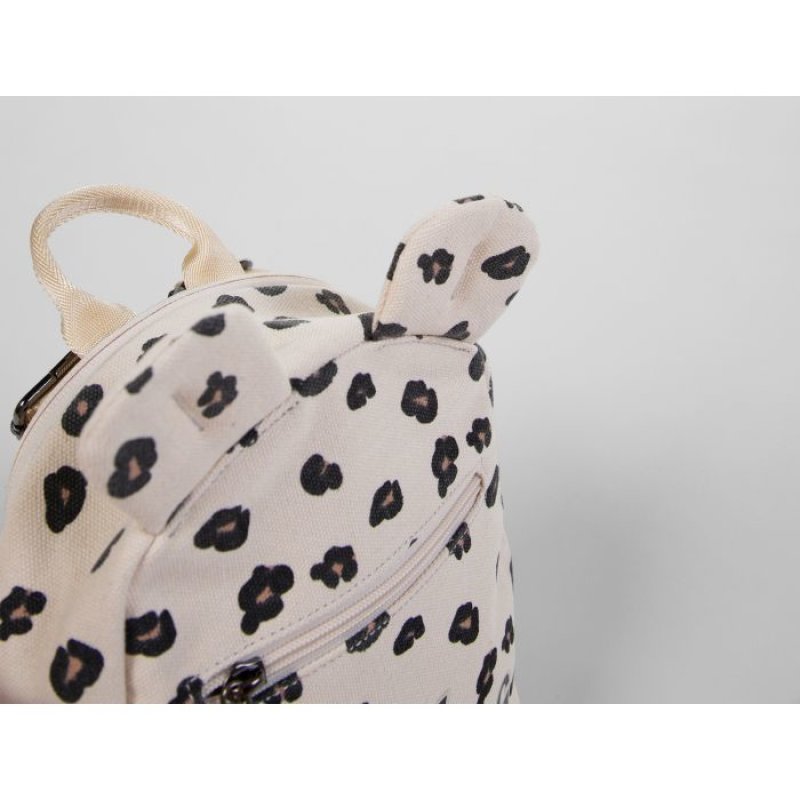 CHILDHOME My First Bag Baby Backpack with Two Compartments and Lunchbag/Bottle Capacity Waterproof Canvas Leopard
