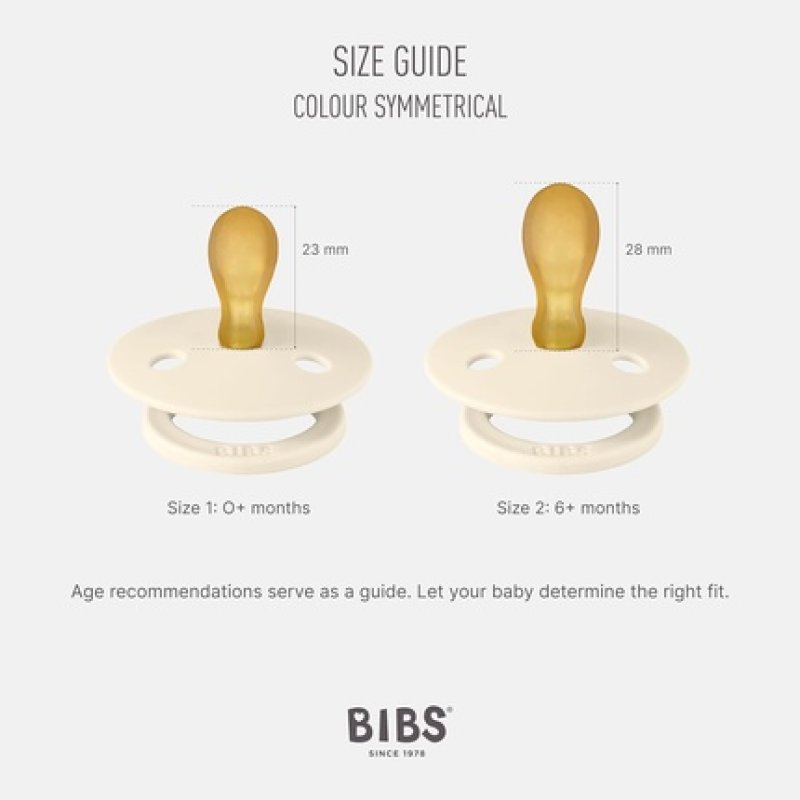 BIBS Pacifiers Set of 2 Colour Pacifier with Symmetrical Nipple BPA-Free Natural Rubber Made in Denmark Baby Blue