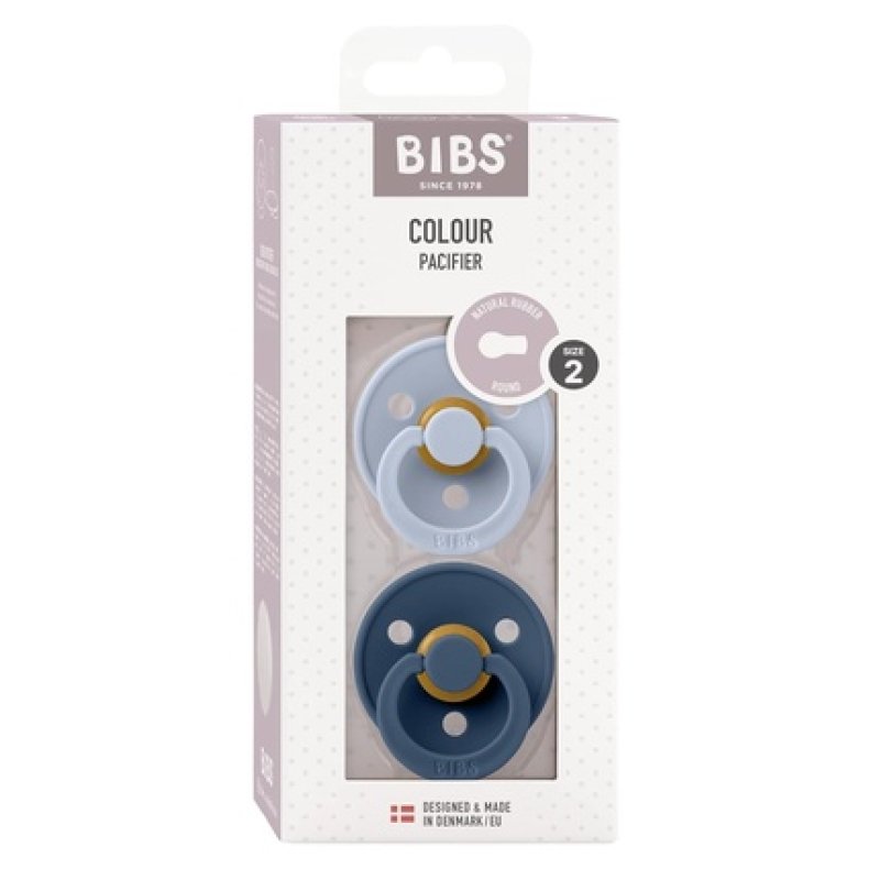 BIBS Colour Pacifier 2-Pack BPA-Free Cherry Shaped Nipple Natural Rubber/Latex Made in Denmark 6-18 Months Dusty