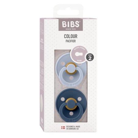 BIBS Colour Pacifier 2-Pack BPA-Free Cherry Shaped Nipple Natural Rubber/Latex Made in Denmark 6-18 Months Dusty
