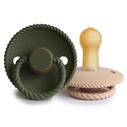 Frigg Rope Pacifier Latex Bpafree Made In Denmark Symmetrical Cherry Shape Size 2 618 Months Croissant Olive Pack Of 2