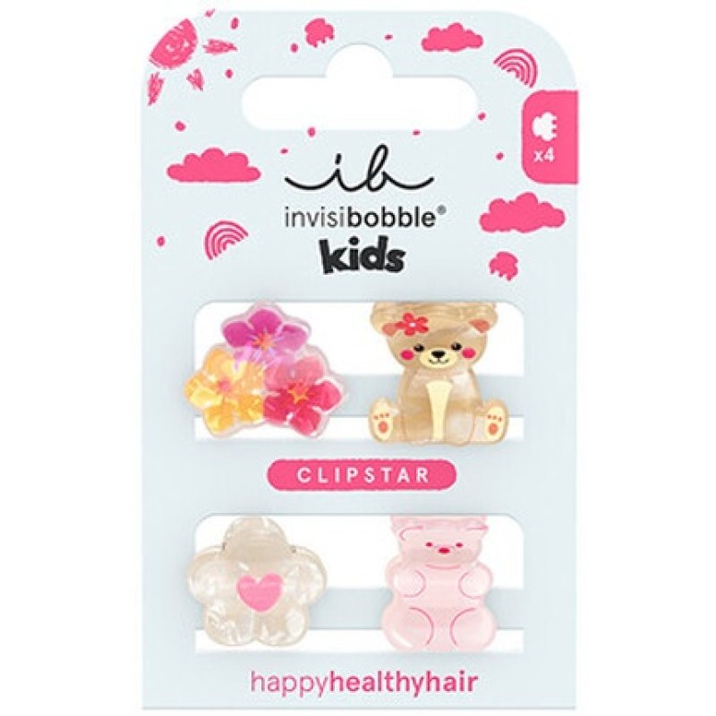 Invisibobble Clipstar Kids Bearly Bloomed Hair Clips 4 Pieces