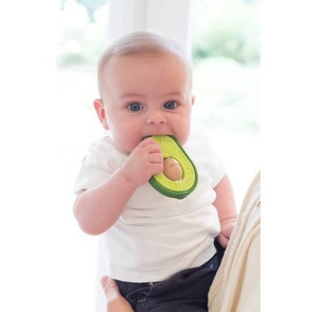 Nuby Avocado Silicone and Wood Teething Toy for Babies and Toddlers BPA-Free 6 Months