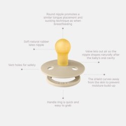 Bibs Colour Soother 2-Pack, Bpa Free Dummy Pacifier, Round Nipple. Natural