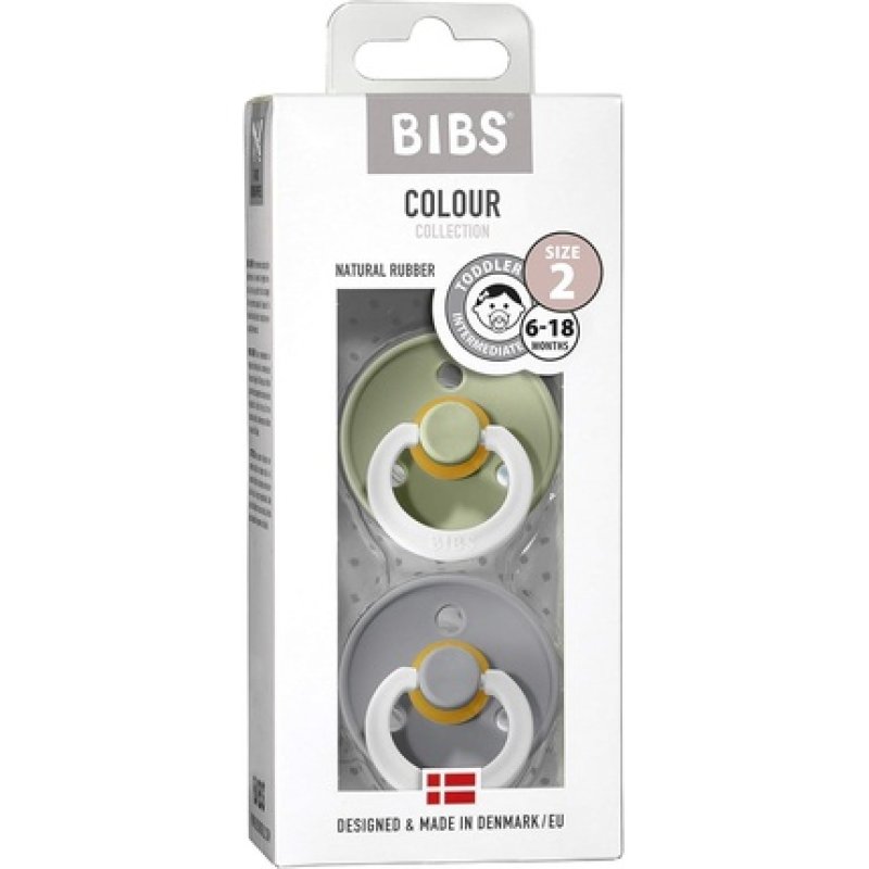 BIBS Colour Glow Soother Glow in The Dark BPA Free Dummy Pacifier Round Nipple Natural Rubber Latex Size 2 6-18 Months