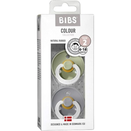 BIBS Colour Glow Soother Glow in The Dark BPA Free Dummy Pacifier Round Nipple Natural Rubber Latex Size 2 6-18 Months