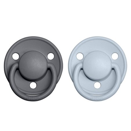 BIBS De Lux Collection BPA-Free Baby Pacifier Set of 2 Iron/Baby Blue Color Premium Soothers Size 6-18 Months