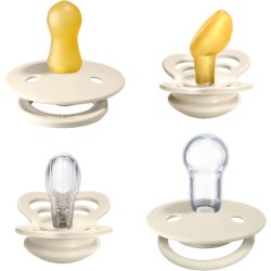 BIBS Try-it Soother BPA Free Round Symmetrical Orthodontic Nipple Natural Rubber/Silicone Size 1 Ivory 4 Count