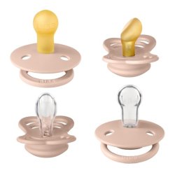 BIBS Try It Starter Pack BPA-Free Cherry Shaped Natural Rubber/Silicone Pacifiers 0-6 Months Blush