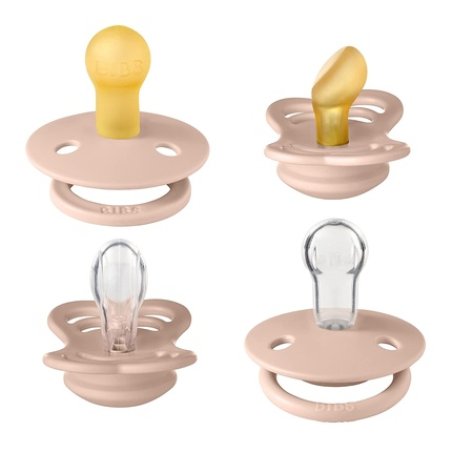 BIBS Try It Starter Pack BPA-Free Cherry Shaped Natural Rubber/Silicone Pacifiers 0-6 Months Blush