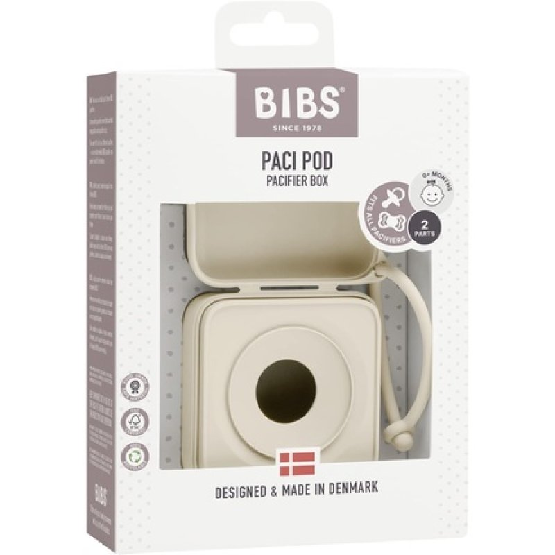 BIBS Pacifier Box with Strap Soother Holder and Sterilizer Case 100% BPA Free Food-Grade Material Made in Denmark Ivory