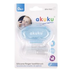 Akuku Silicone Finger Toothbrush For Infants In Blue Case