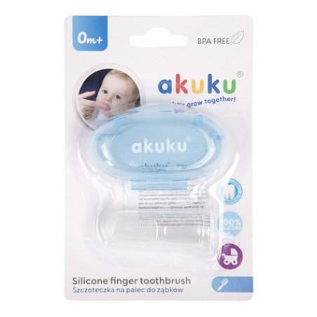 Akuku Silicone Finger Toothbrush For Infants In Blue Case