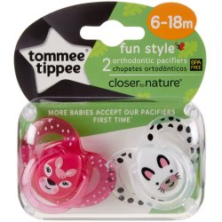 Tommee Tippee Fun Style Soothers Symmetrical Orthodontic Design BPA-Free Silicone 6-18m