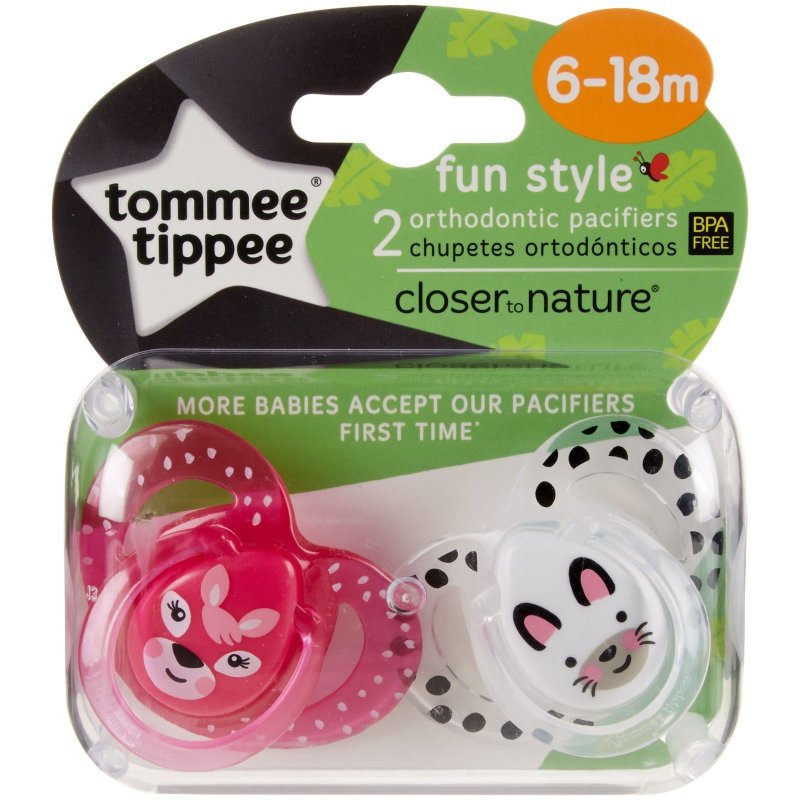 Tommee Tippee Fun Style Soothers Symmetrical Orthodontic Design BPA-Free Silicone 6-18m