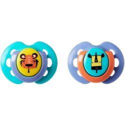 Tommee Tippee Fun Style Soothers, 0-6m, 2 Pack, Symmetrical Orthodontic Design