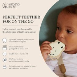 Matchstick Monkey Antimicrobial Silicone Teether Easy To Grip BPA Free 3 Months Old 8cm Flat Gigi Giraffe Face