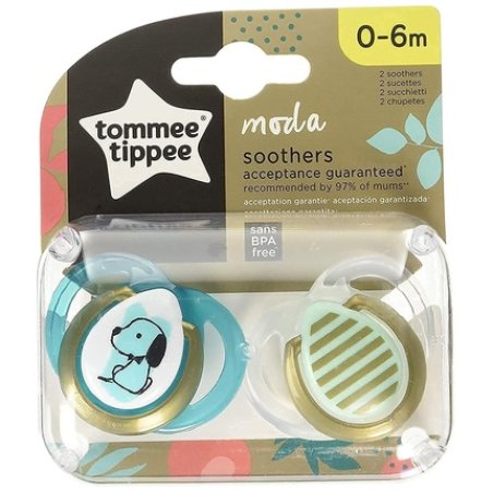 Tommee Tippee Moda Pacifier Symmetrical Orthodontic Shape BPA-Free Silicone 0-6m 2 Pieces Multicolor