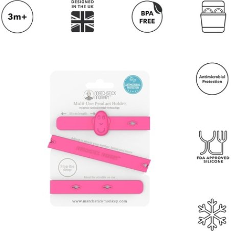 Matchstick Monkey Antimicrobial Silicone Multi-Use Product Holder Strap for Teether Bottle and more in Stroller Car and
