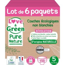 Love & Green Pure Nature Ecological Unbleached Diapers T5