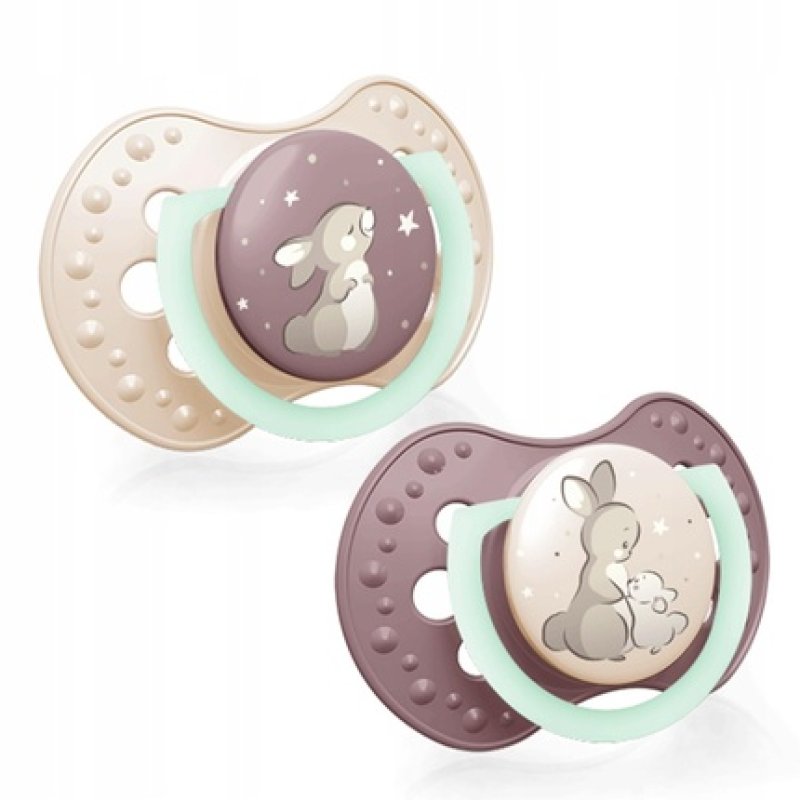 LOVI Dynamic Pacifier BPA-Free Silicone Pacifier with Additional Openings Glow in the Dark Pacifier Hygiene Cover Pink