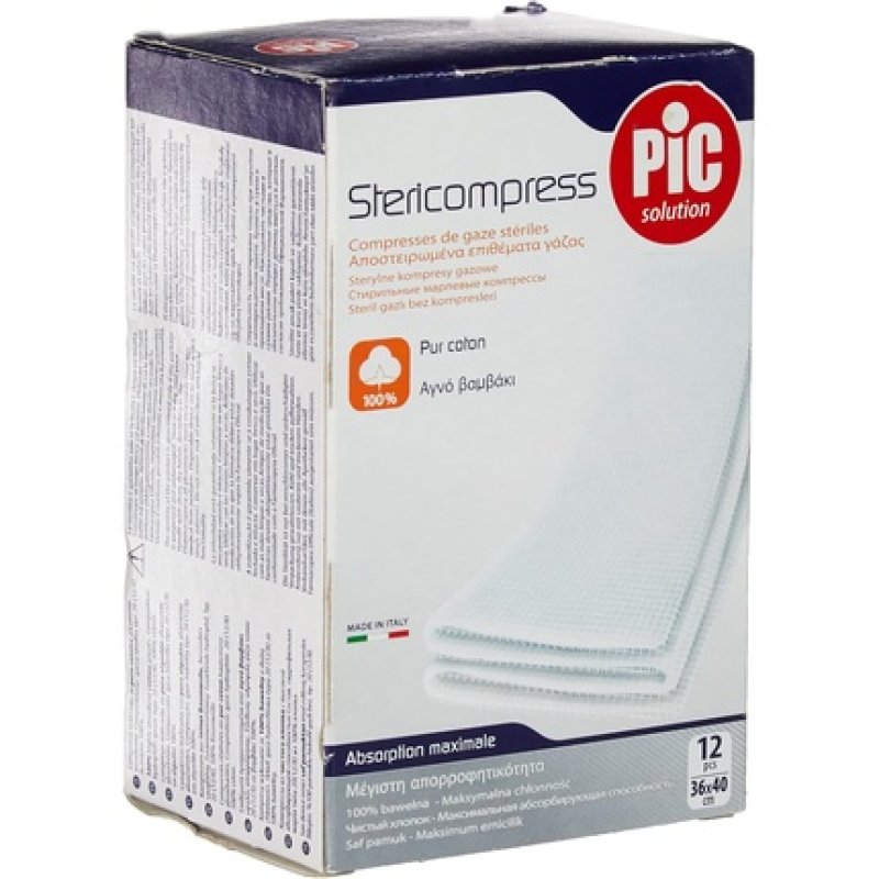 Other Brands Pic Sterile Gauze Compress 36x40cm Pack Of 12
