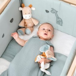 Nattou Mini Snuffle Blanket Made of Cotton Muslin and Polyester Elephant Axeel