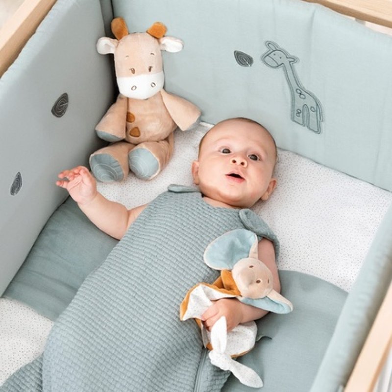 Nattou Mini Snuffle Blanket Made of Cotton Muslin and Polyester Elephant Axeel