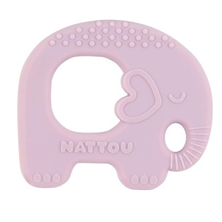 Nattou Silicone Teething Ring Elephant Grasping and Teething Toy BPA-Free