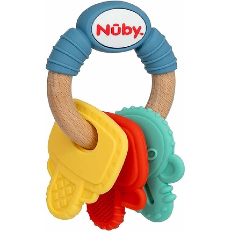Nuby Wooden and Silicone Teething Key Multi-Coloured 3m 