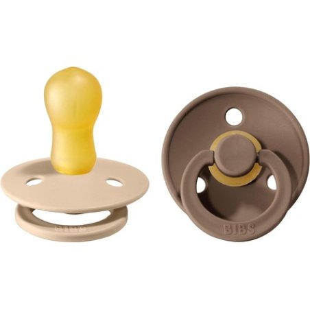 BIBS Colour Soother BPA Free Dummy Pacifier Round Nipple Natural Rubber Latex Size 3 18 Months Vanilla/Dark Oak Pack