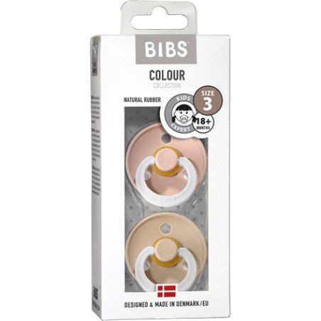 BIBS Colour Night Soother BPA Free Dummy Pacifier Round Nipple Natural Rubber Latex Size 3 (18 Months) Blush Night /