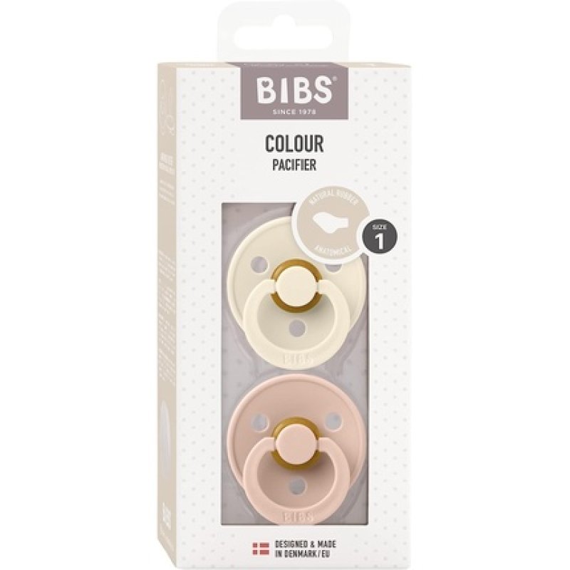 BIBS Colour Anatomical Soother BPA Free Dummy Pacifier Orthodontic Nipple Natural Rubber Latex Made in Denmark 0-6