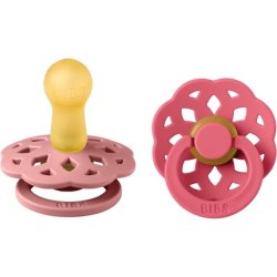 BIBS Boheme Soother 2-Pack BPA Free Dummy Pacifier Round Nipple Natural Rubber Latex Made in Denmark Size 2 6-18 Months