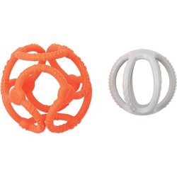 Nattou Teether Silicone Ball Orange Grey 4 Months 2 Pieces
