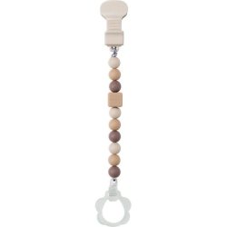 Nattou Silicone Pacifier Clip - Pacifier Chain - Universal - Bpa Free - Brown